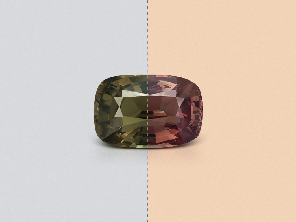 Alexandrite with color change cushion cut 1.80 carats, Tanzania
