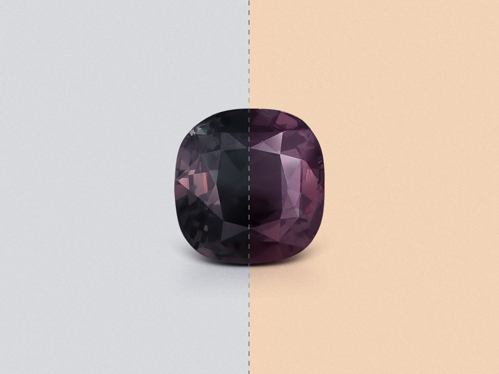Alexandrite with color change cushion cut 2.54 carats, Tanzania