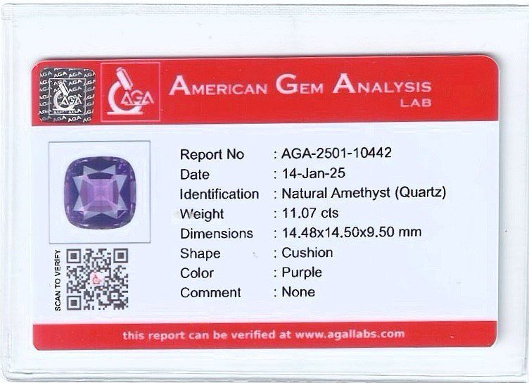 Amethyst cushion cut 11.07 carats, Brazil 5
