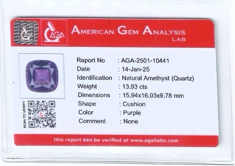 Amethyst cushion cut 13.93 carats, Brazil 5