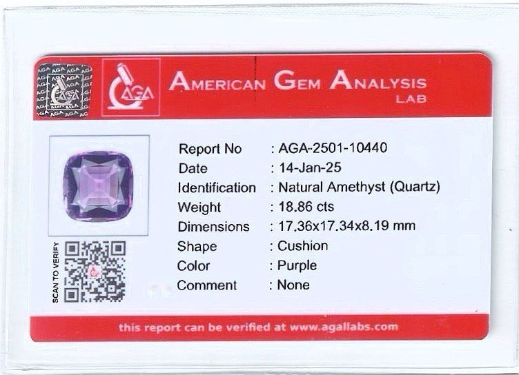 Amethyst cushion cut 18.86 carats, Brazil 5