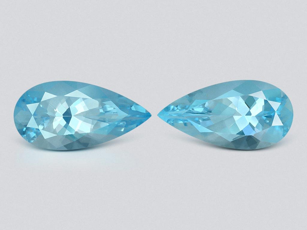 Contrasting pair of aquamarine and heliodor pear cut 5.14 carats, Mozambique 5