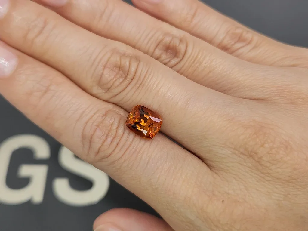Deep orange clinohumite in cushion cut  2.96 carats, Afghanistan 2