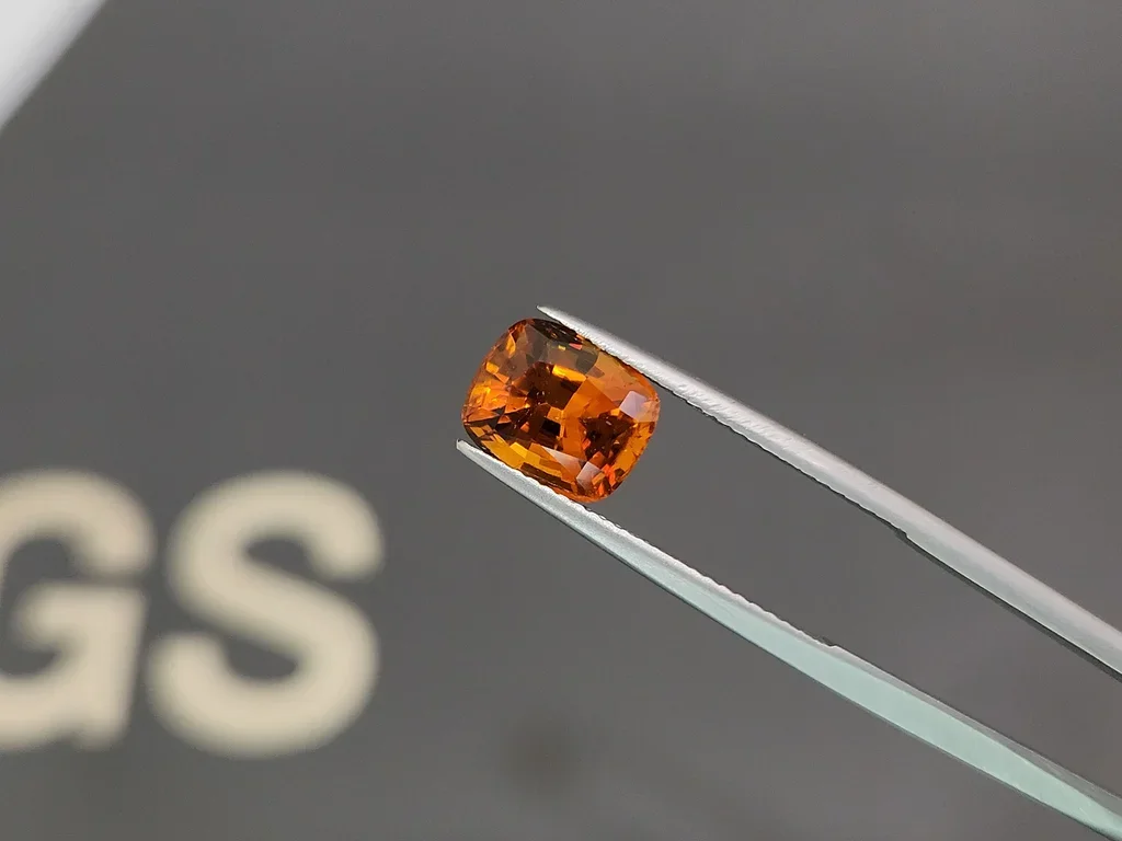Deep orange clinohumite in cushion cut  2.96 carats, Afghanistan 3