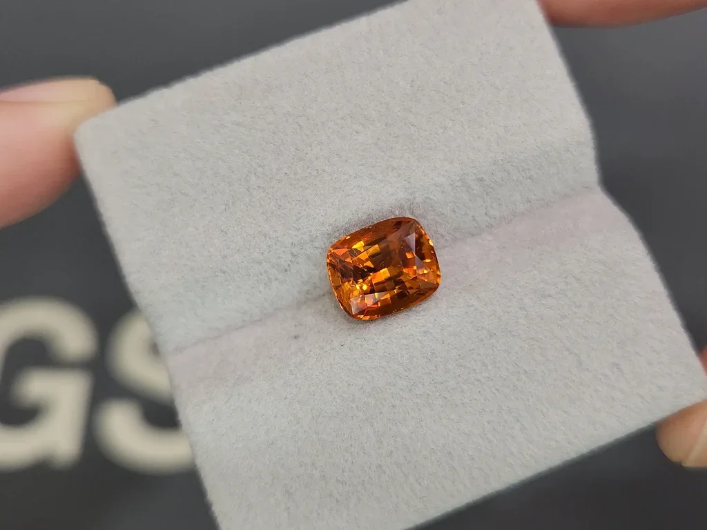 Deep orange clinohumite in cushion cut  2.96 carats, Afghanistan 4
