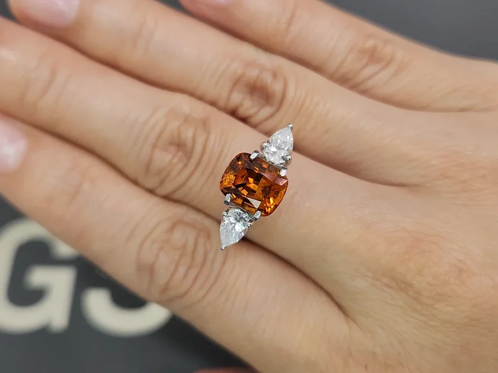 Deep orange clinohumite in cushion cut  2.96 carats, Afghanistan 5