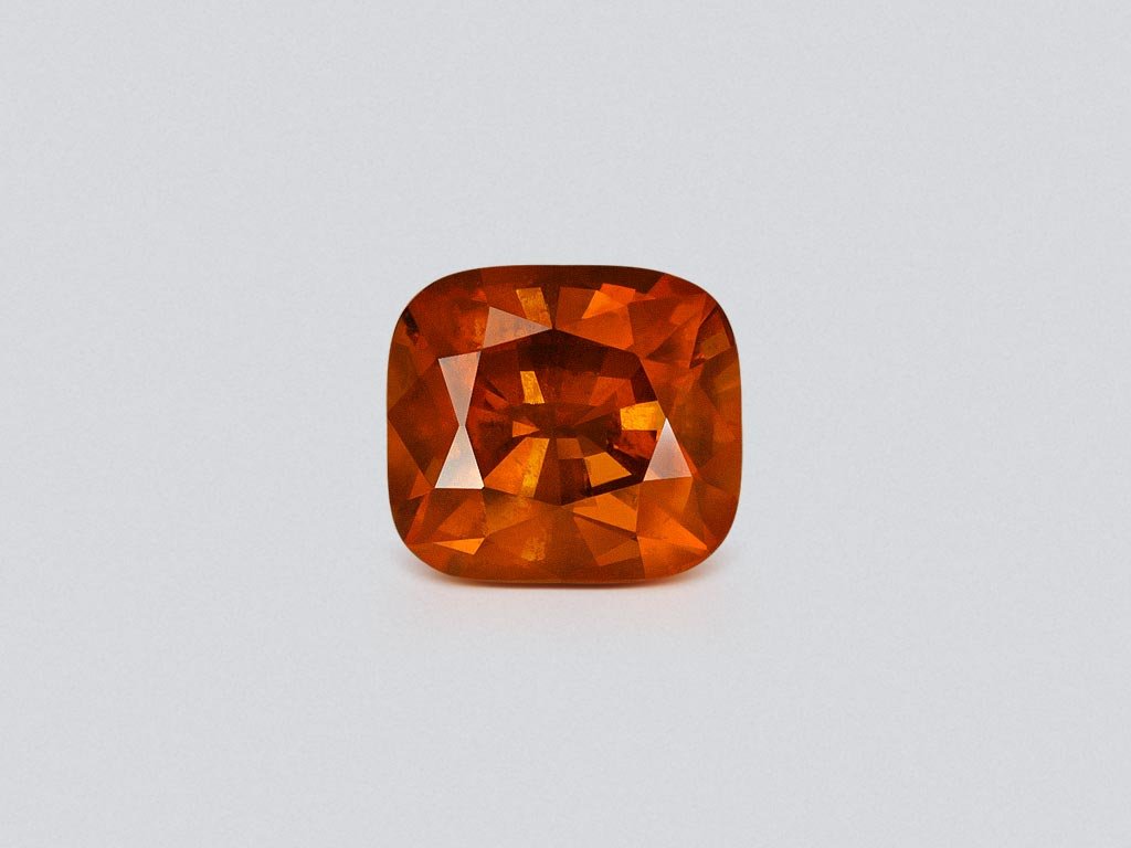 Deep orange clinohumite in cushion cut 6.77 carats, Afghanistan