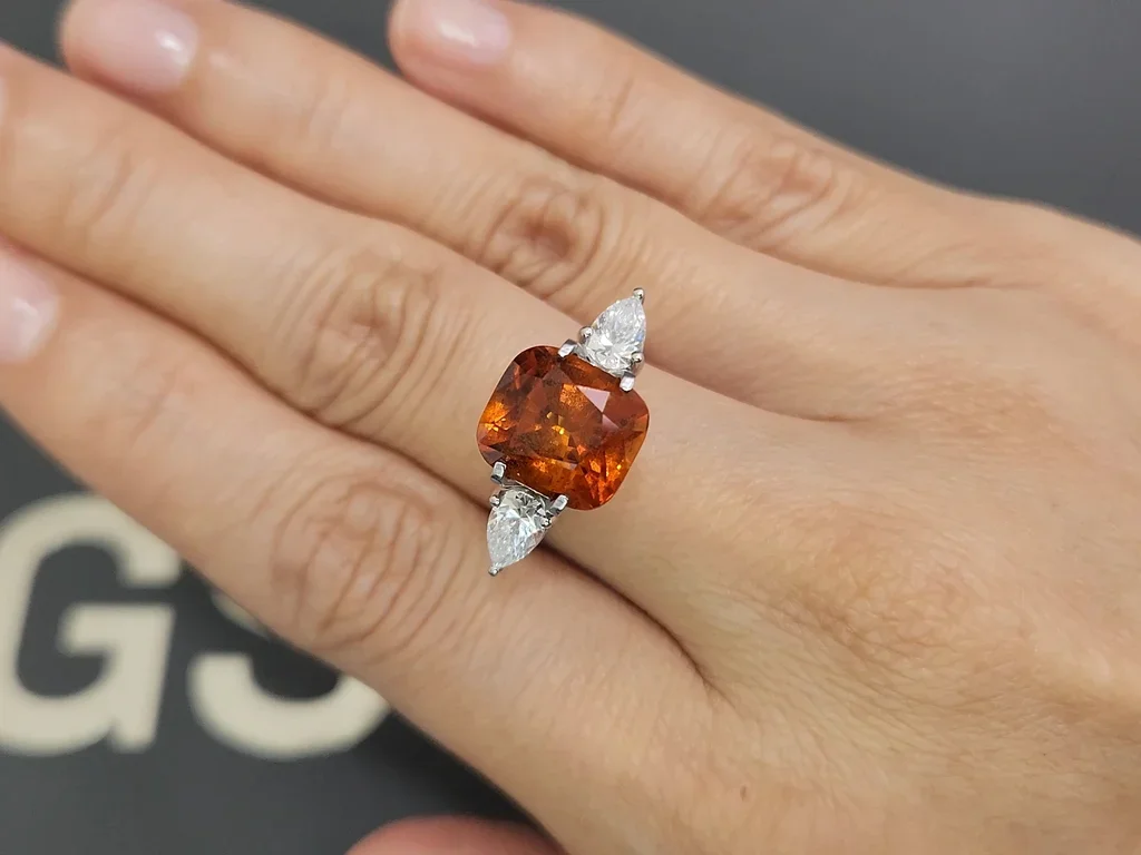 Deep orange clinohumite in cushion cut 6.77 carats, Afghanistan 5