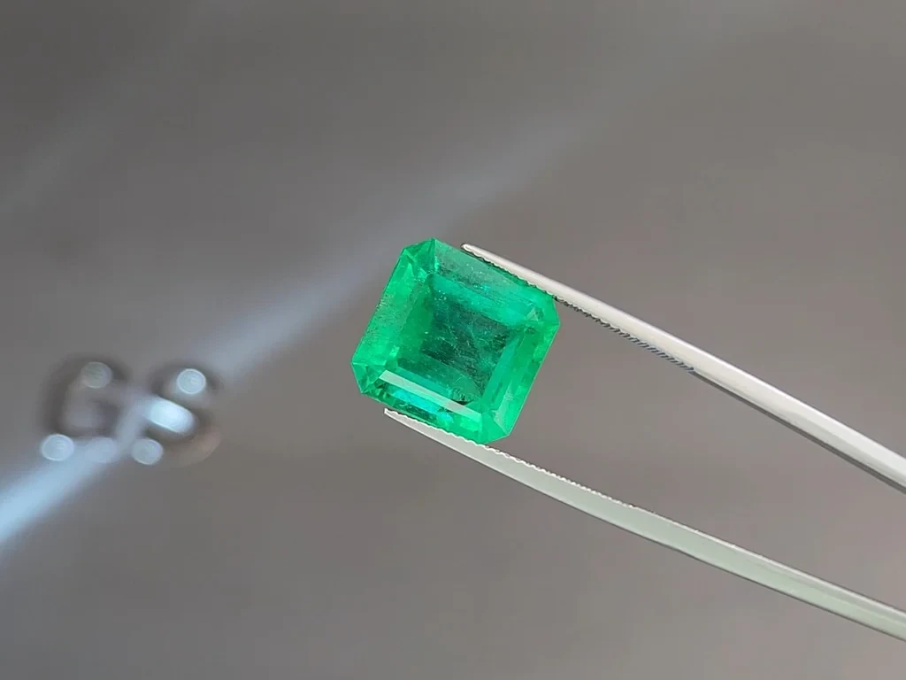 Emerald Vivid Green octagon cut 10.76 carats, Colombia 3
