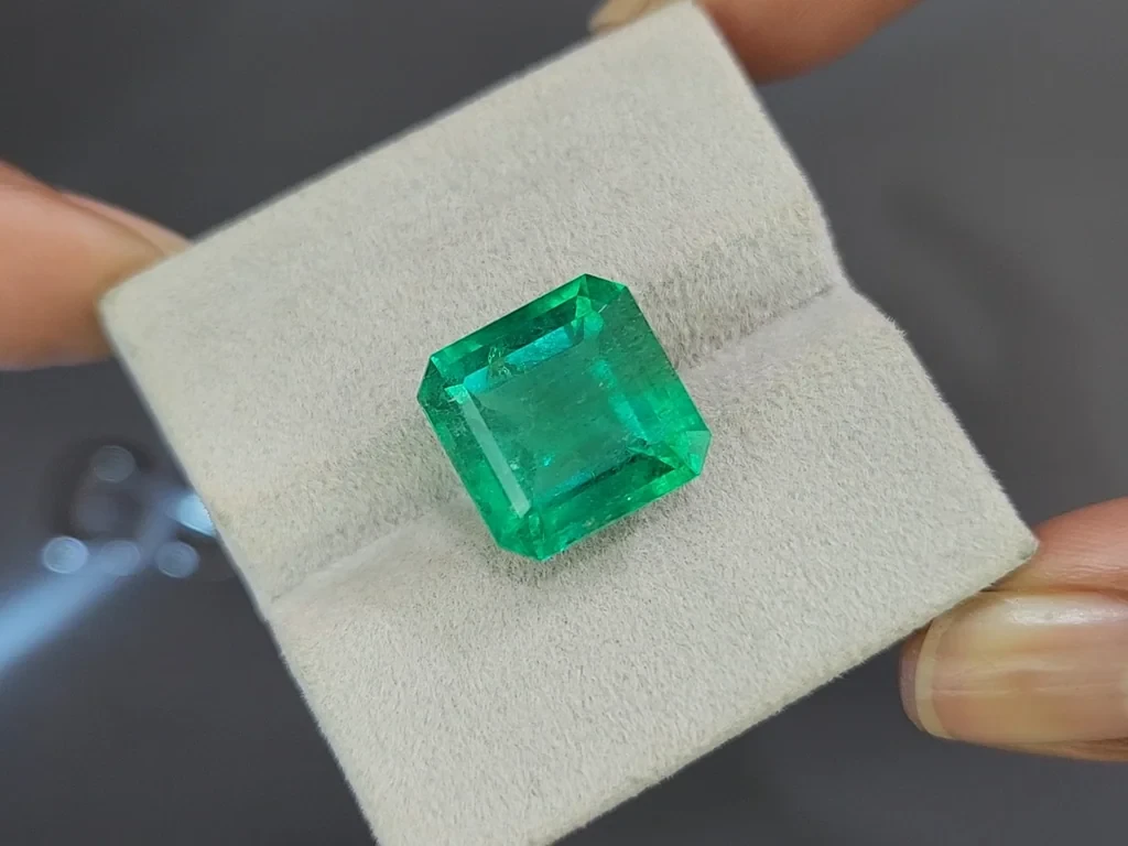 Emerald Vivid Green octagon cut 10.76 carats, Colombia 4