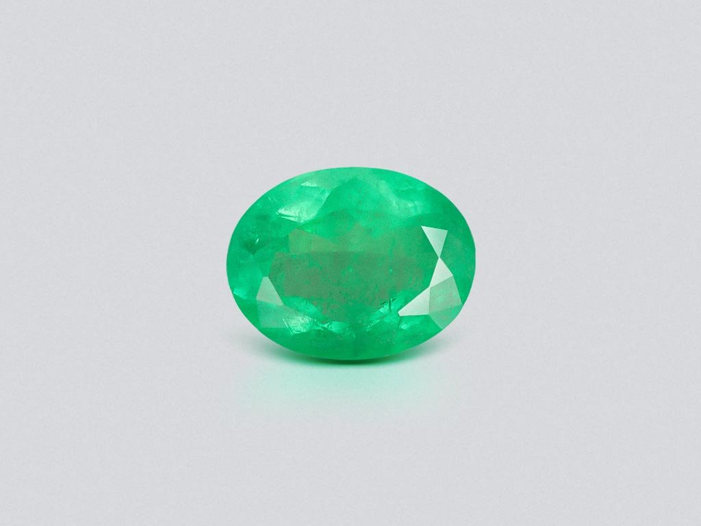 Huge Intense green emerald in oval cut 48.33 carats, Colombia