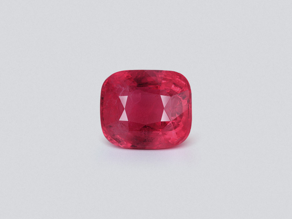 Intense red Mahenge spinel in cushion cut  5.11 carats, Tanzania