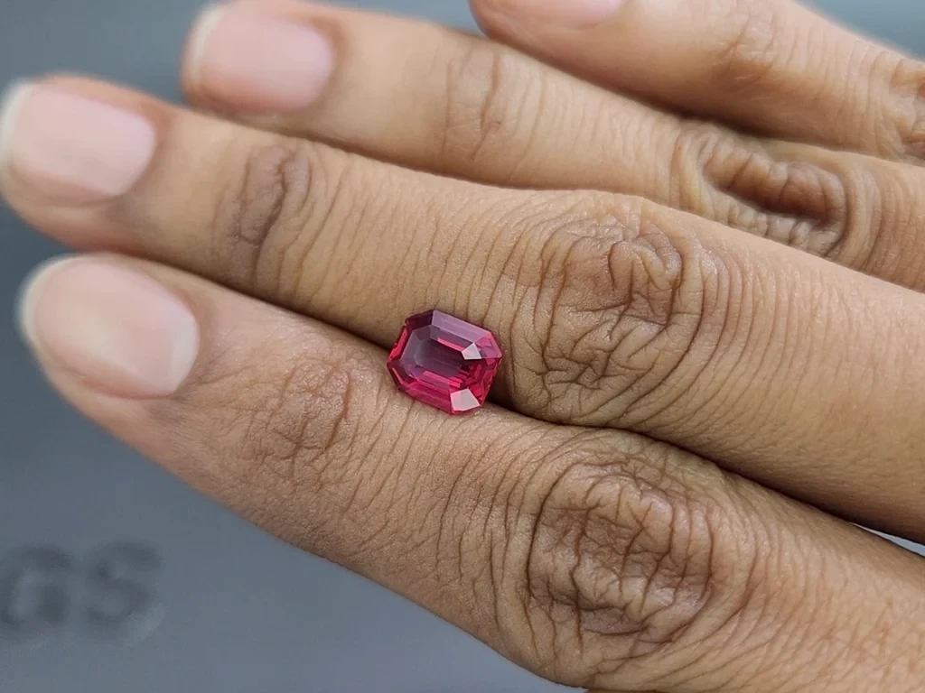 Intense Red ruby in octagon cut 2.02 carats, Mozambique 2