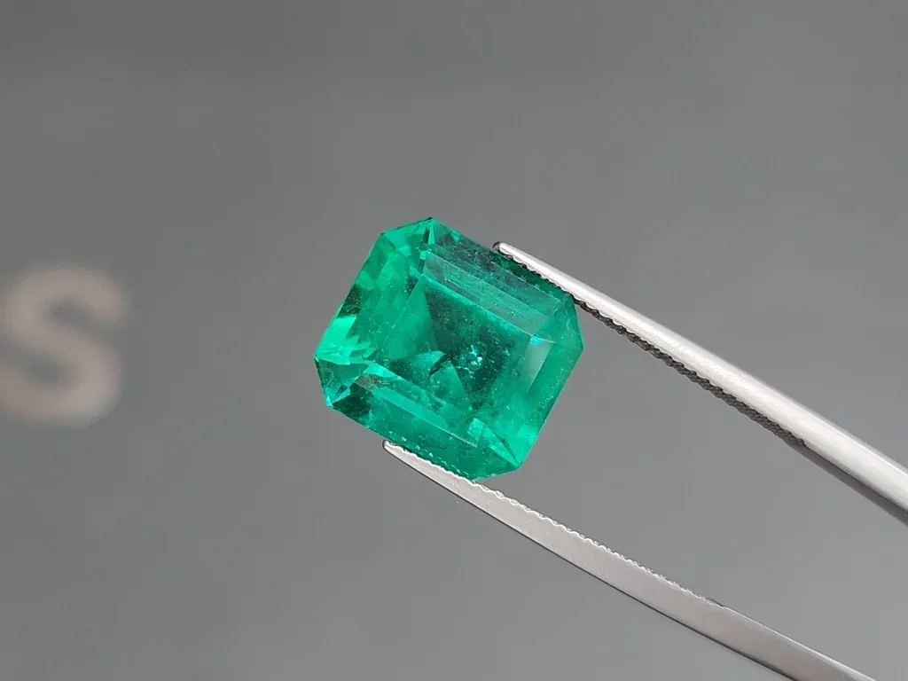 Muzo Vivid Green emerald in octagon cut 7.65 carats, Colombia (GRS) 3