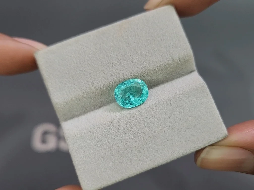 Neon blue Paraiba tourmaline in cushion cut  2.04 carats, Mozambique 4
