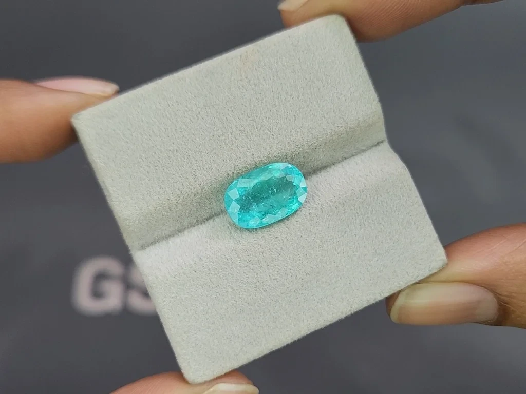 Neon blue Paraiba tourmaline in cushion cut 3.53 carats, Mozambique 4