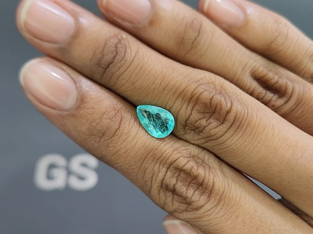 Neon blue Paraiba tourmaline in pear cut 1.84 carats, Mozambique 2