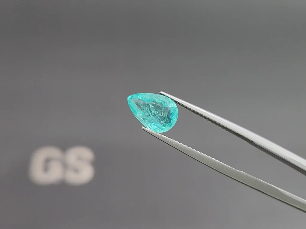 Neon blue Paraiba tourmaline in pear cut 1.84 carats, Mozambique 3