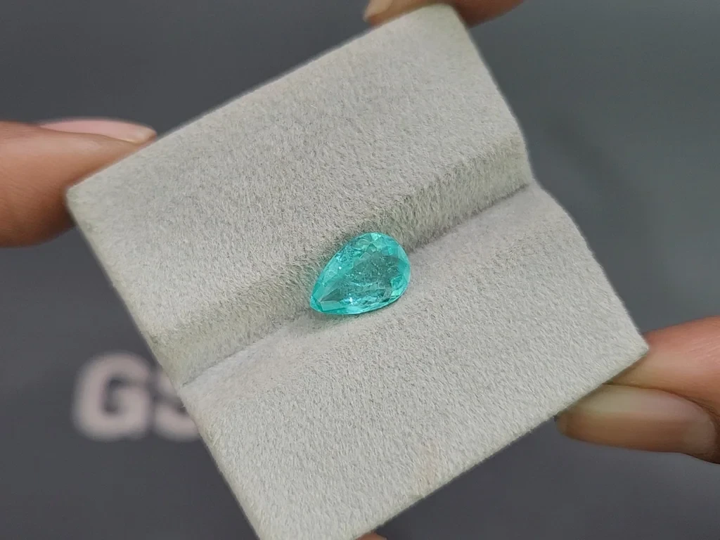 Neon blue Paraiba tourmaline in pear cut 1.84 carats, Mozambique 4