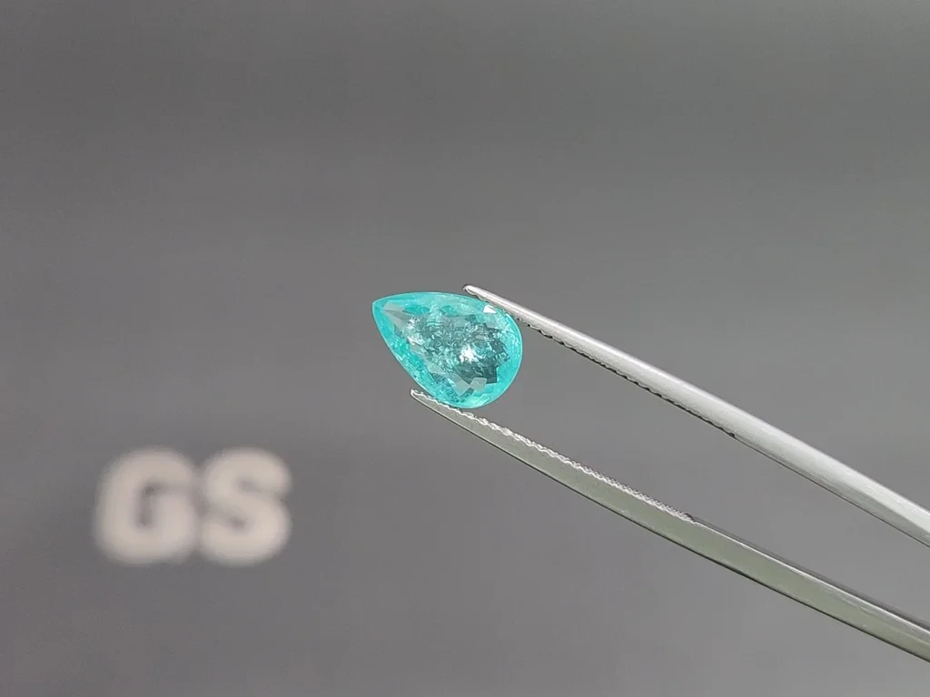 Neon Blue Paraiba tourmaline in pear cut 2.26 carats, Mozambique 3