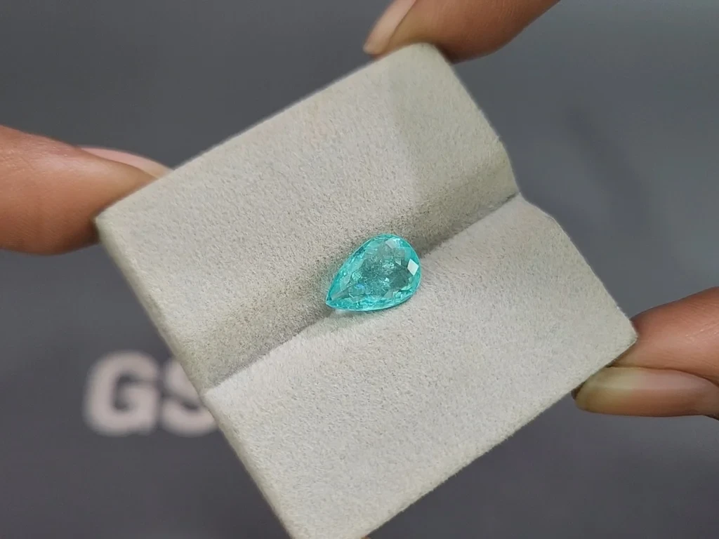 Neon Blue Paraiba tourmaline in pear cut 2.26 carats, Mozambique 4