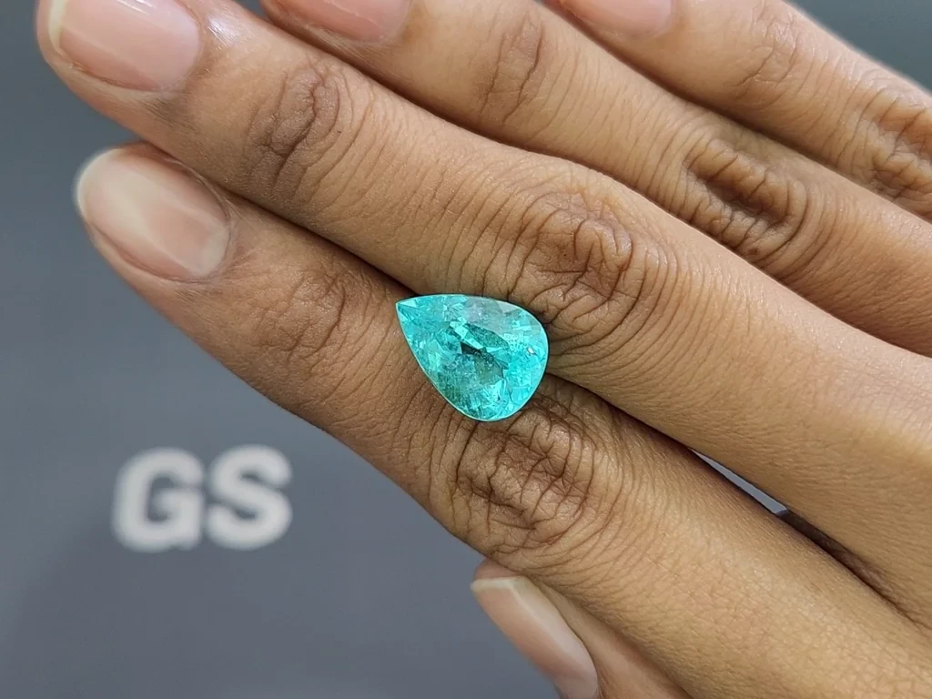 Neon blue Paraiba tourmaline in pear cut 6.03 carats, Mozambique 2