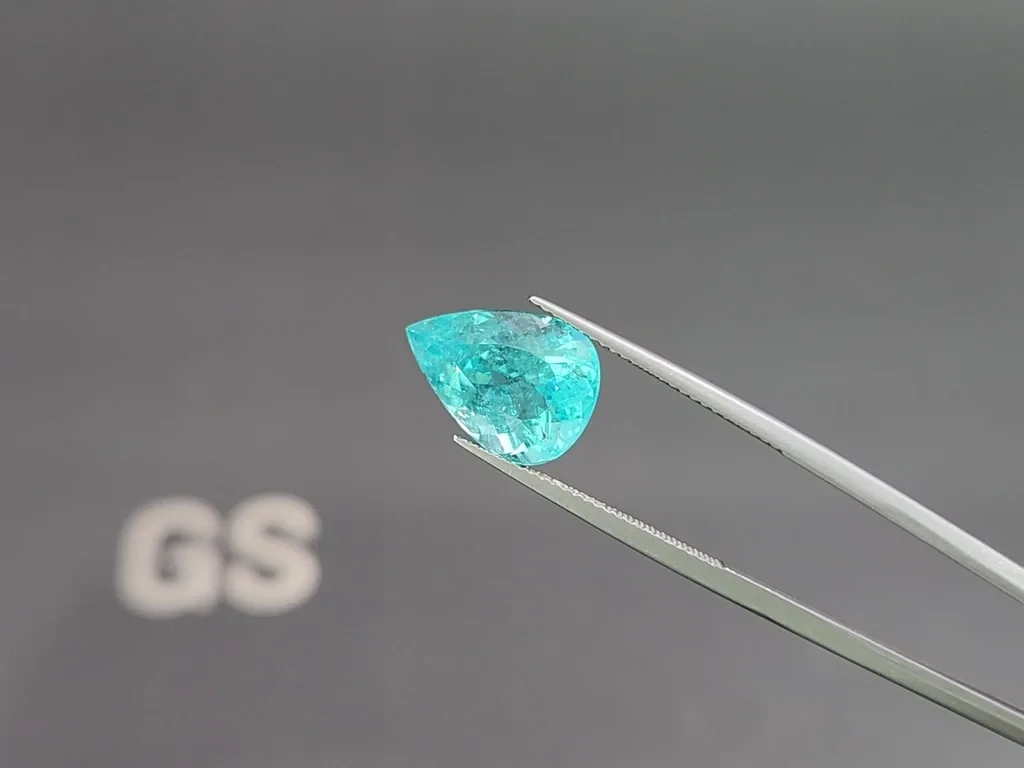 Neon blue Paraiba tourmaline in pear cut 6.03 carats, Mozambique 3