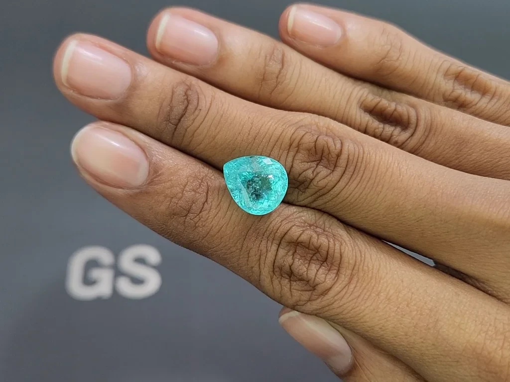 Neon blue Paraiba tourmaline in pear cut 6.04 carats, Africa 2