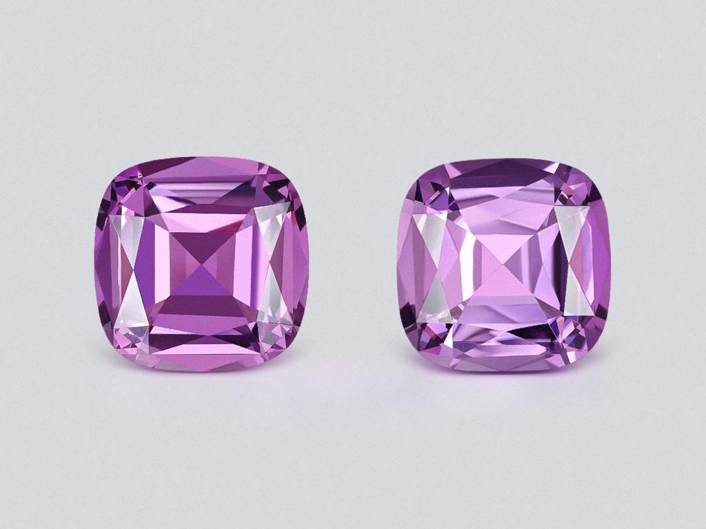 Pair of amethysts in cushion cut 16.36 carats, Brazil