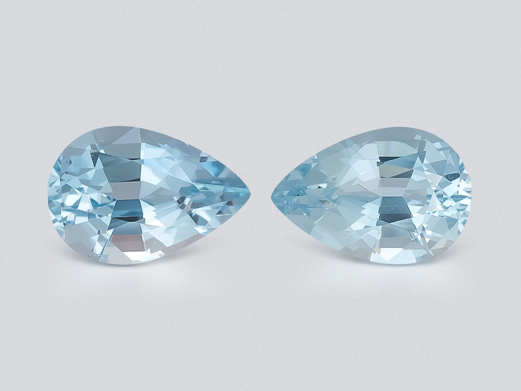 Pair of aquamarines pear cut 2.18 carats, Mozambique