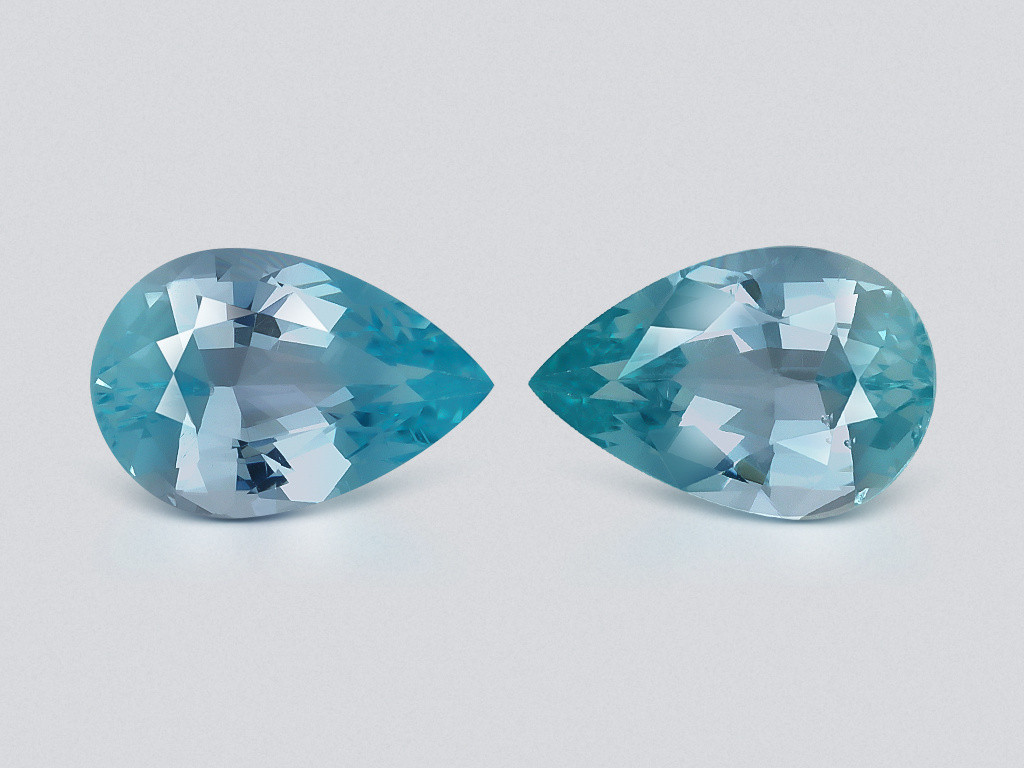 Pair of blue apatites in pear cut 8.52 carats, Brazil