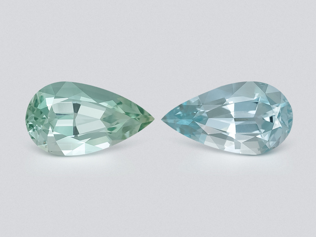 Pair of contrasting aquamarines pear cut 9.70 carats, Mozambique 5