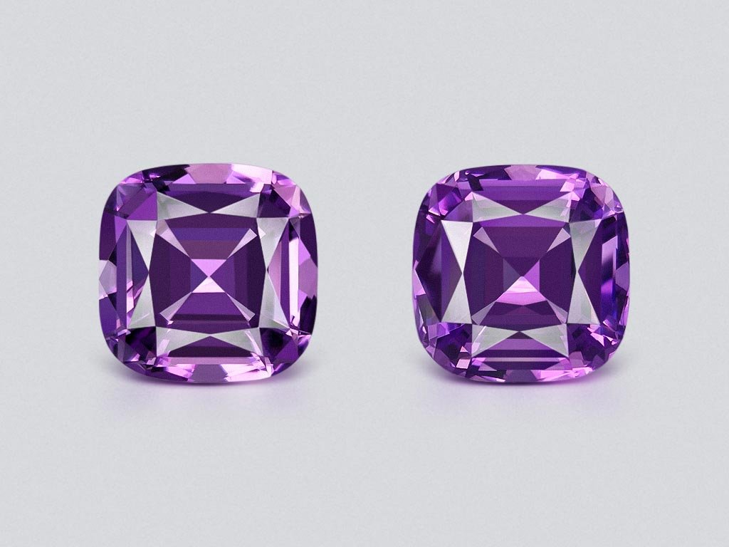 Pair of cushion-cut amethysts 9.96 carats, Brazil 5