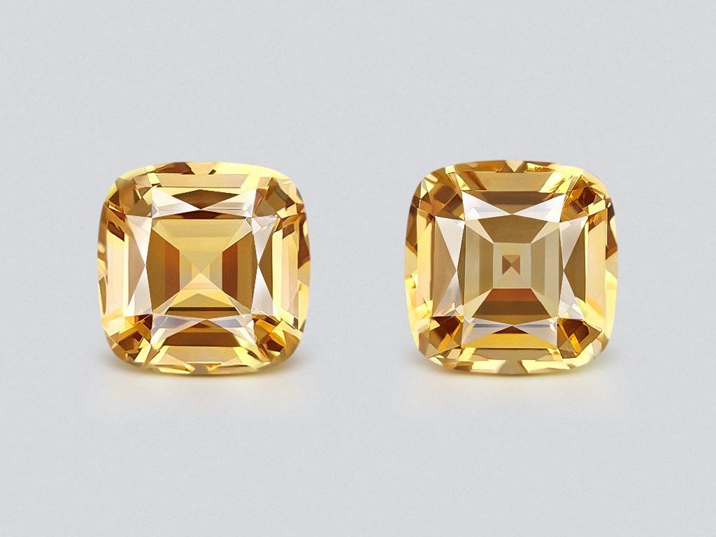 Pair of cushion cut yellow citrines 6.51ct, Africa