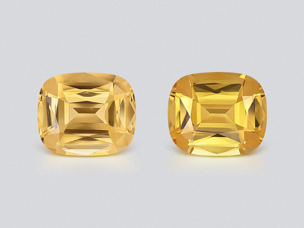 Pair of large citrines precision cut cushion 34.26 carats, Africa