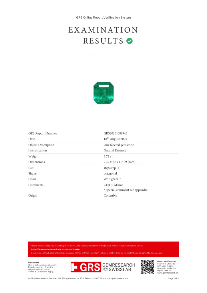 Pair of Muzo Vivid Green emeralds in octagon cut 7.08 carats, Colombia 5