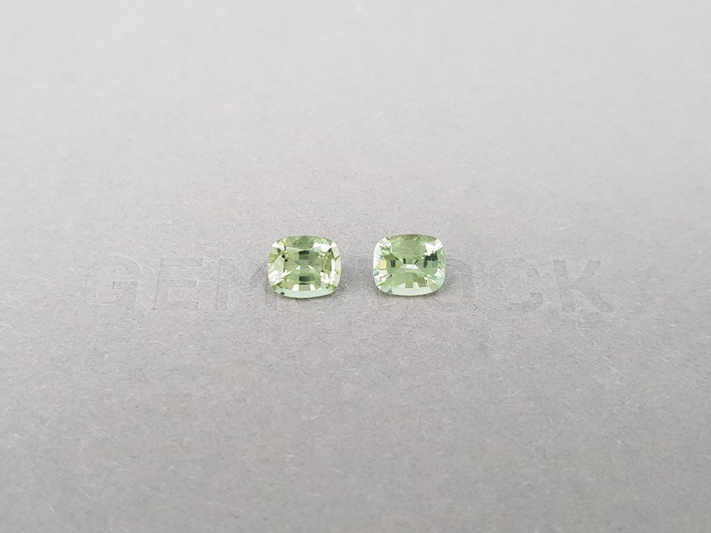 Pair of rare cushion-cut green beryls 1.87 ct, Burma 2