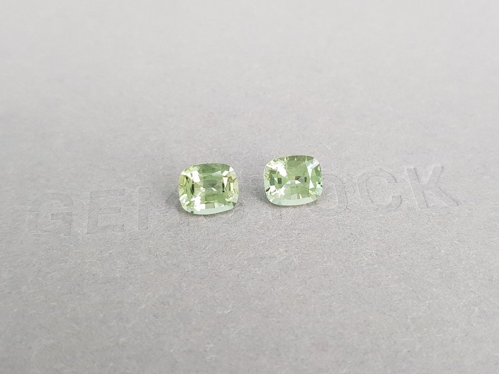Pair of rare cushion-cut green beryls 1.87 ct, Burma 3