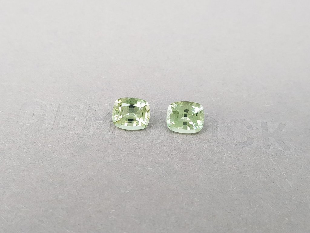 Pair of rare cushion-cut green beryls 1.87 ct, Burma 4
