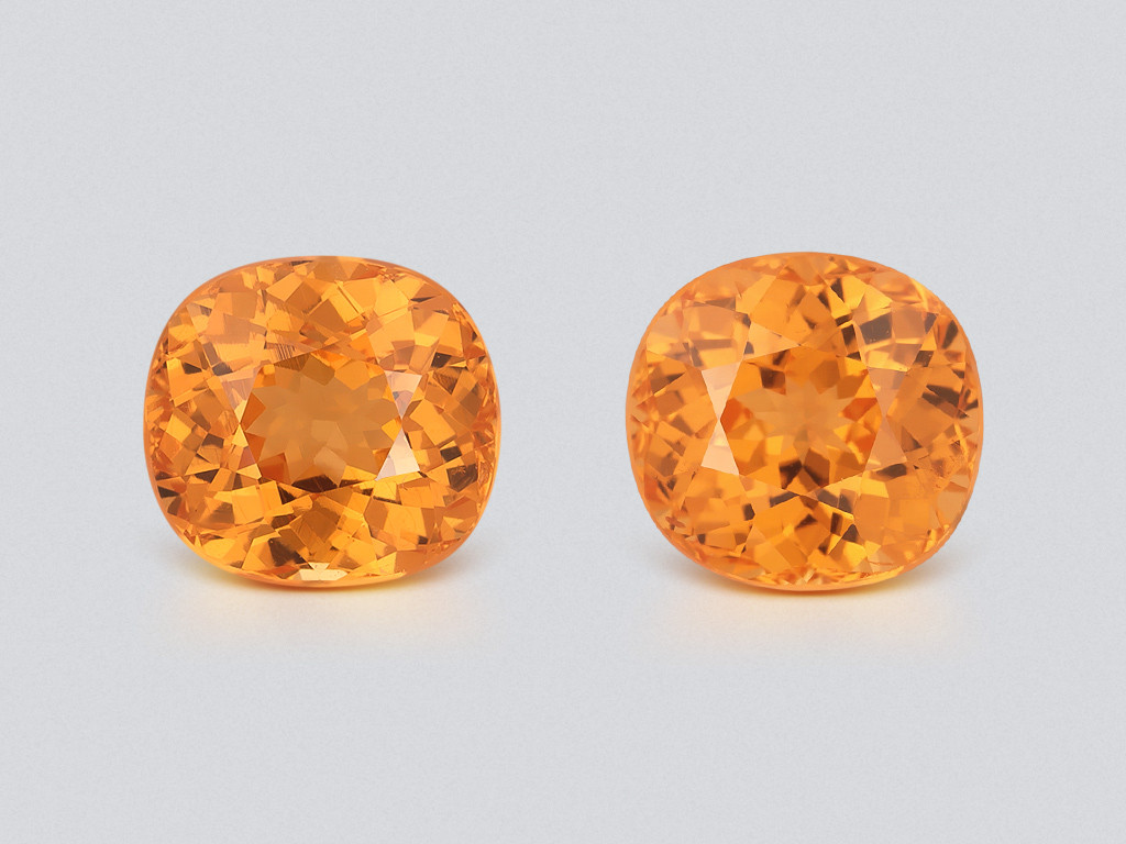 Pair of spessartites Fanta color cushion cut 6.50 carats, Africa