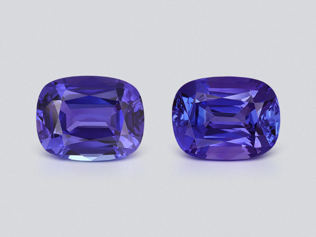 Pair of tanzanites cushion cut 14.51 carats, Tanzania