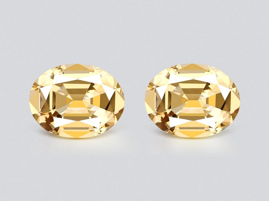 Pair of yellow citrines in precision oval cut 18.49 carats
