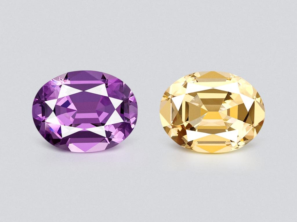 Pair of yellow citrines in precision oval cut 18.49 carats 5