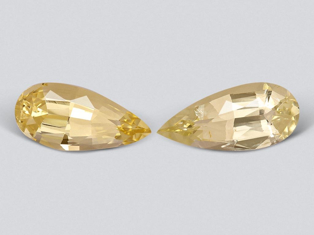 Pair of yellow Nigerian beryls in pear cut 1.54 carats
