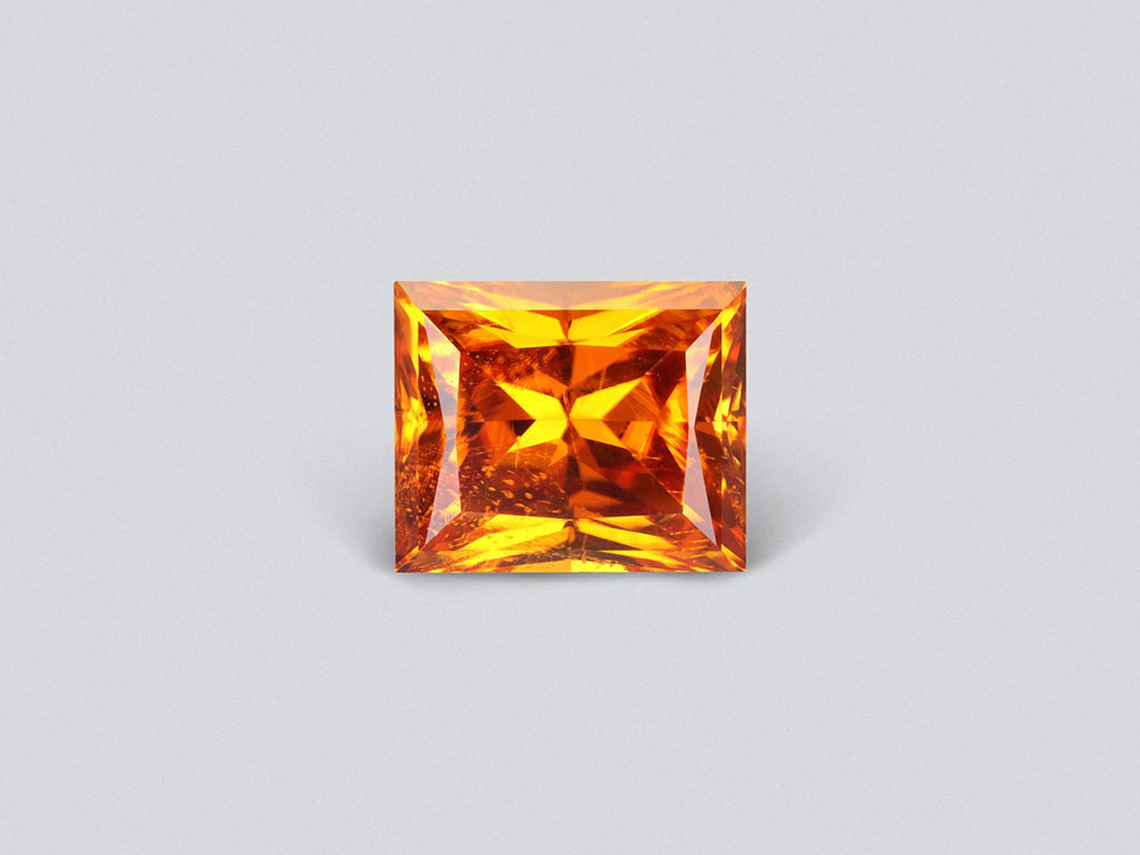Rare vivid orange baguette-cut clinohumite 2.87 ct, Afghanistan