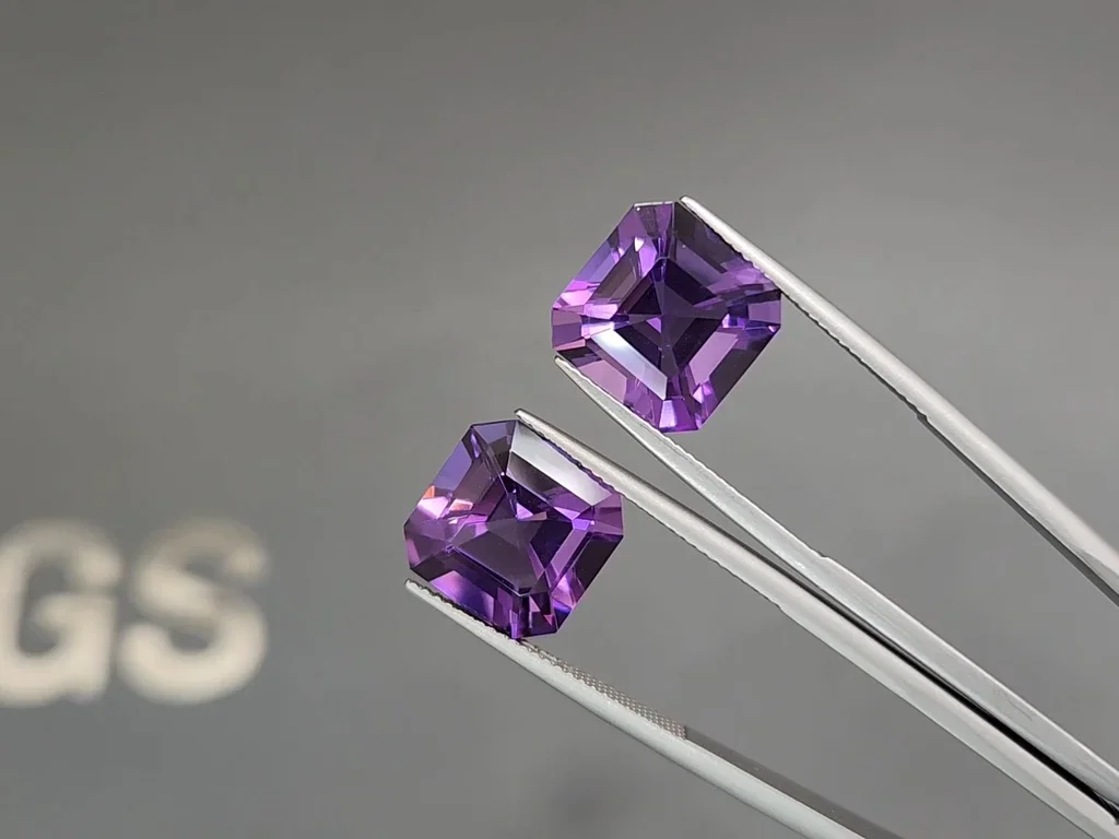 Set of amethysts in asscher cut 22.13 carats, Sri Lanka 4