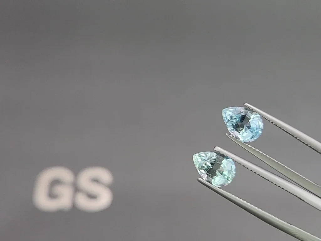 Set of aquamarines Santa Maria pear and marquise cut  7.53 carats, Mozambique 4