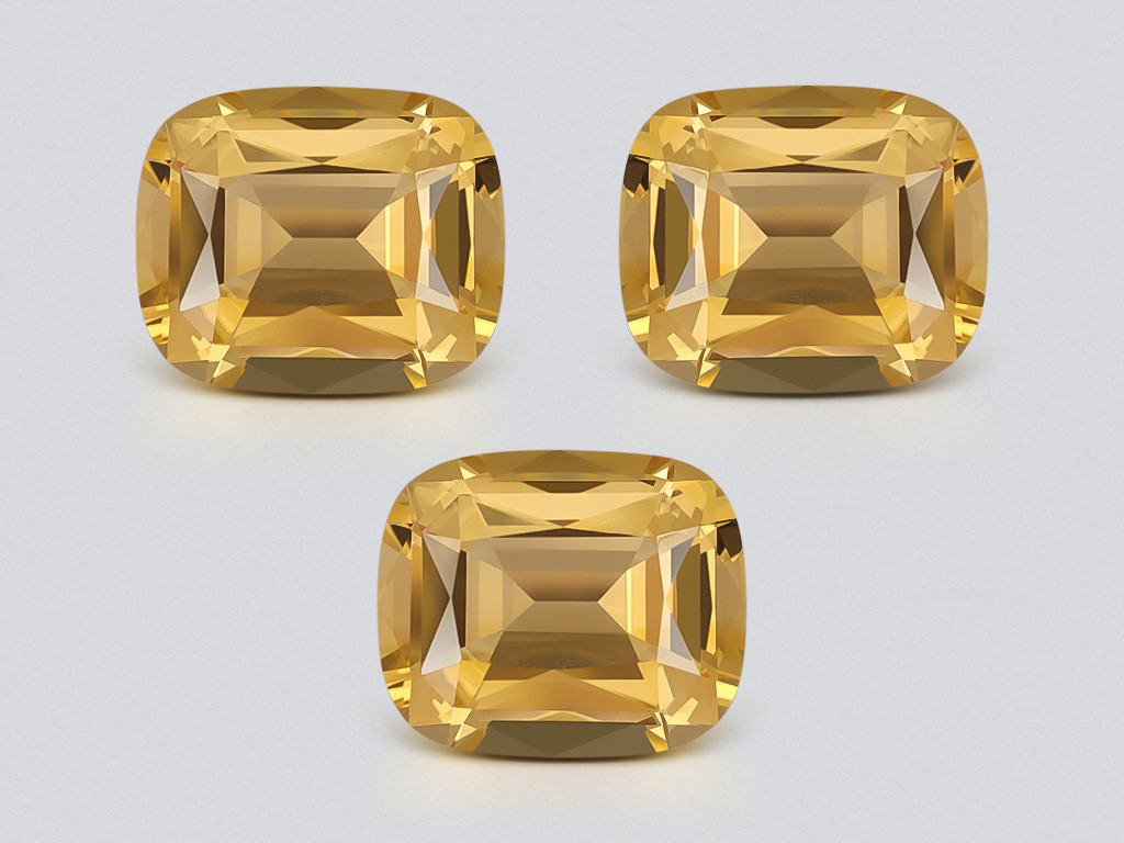 Set of yellow citrines in high precision cushion cut 55.00-57.00 ct, Africa