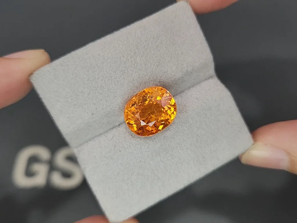 Spessartite garnet Fanta color cushion cut 10.27 carats, Africa 4