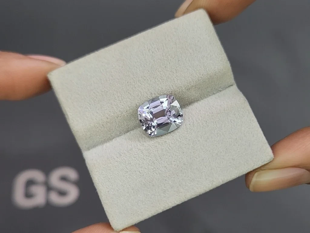 Steel Grey Vibrant spinel in cushion cut 4.24 carats, Burma 4